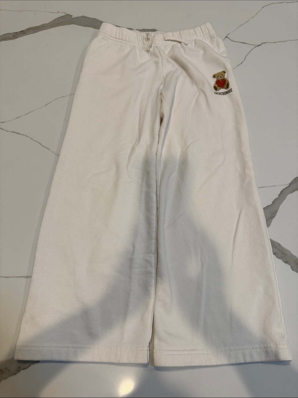 EUC Girls abercrombie kids wide leg White Sweatpants with cream 9/10 regular